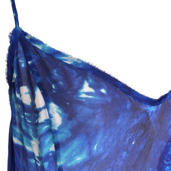 LoveShackFancy Maxi Fairy Slip Dress O/S Blue Backless Tie Dye Sheer Ethereal - Picture 6 of 16
